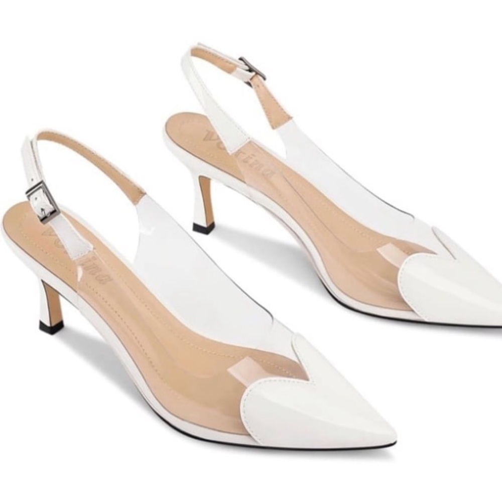 Volrina Women's Heart Clear Heeled sandals Pointed Toe Transparent 10